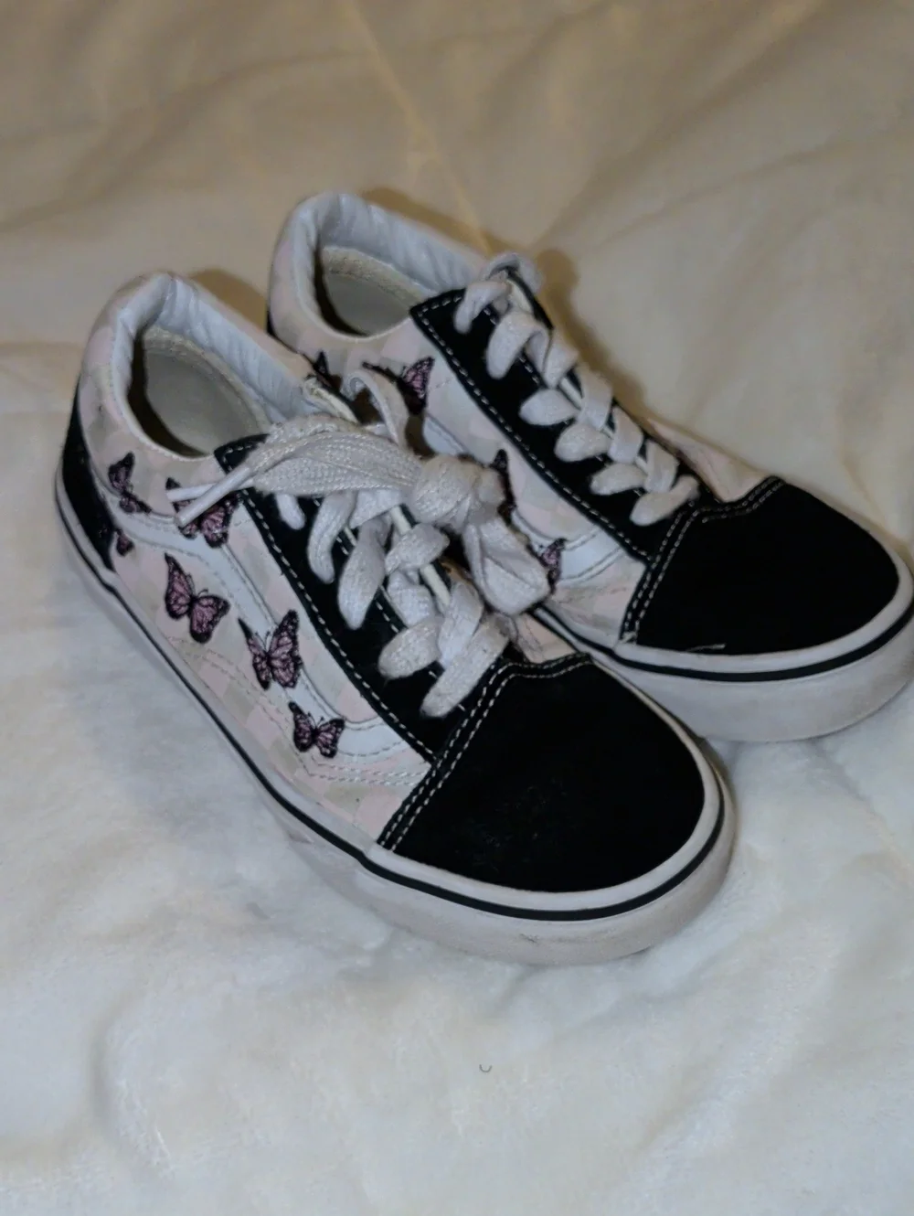 Vans Old Skool Butterflies Skate Shoe - Big Kid - Black / Lilac Mist